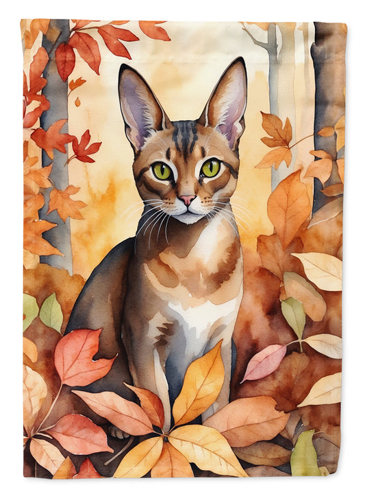 Buy this Abyssinian Cat in Fall Leaves Garden Flag