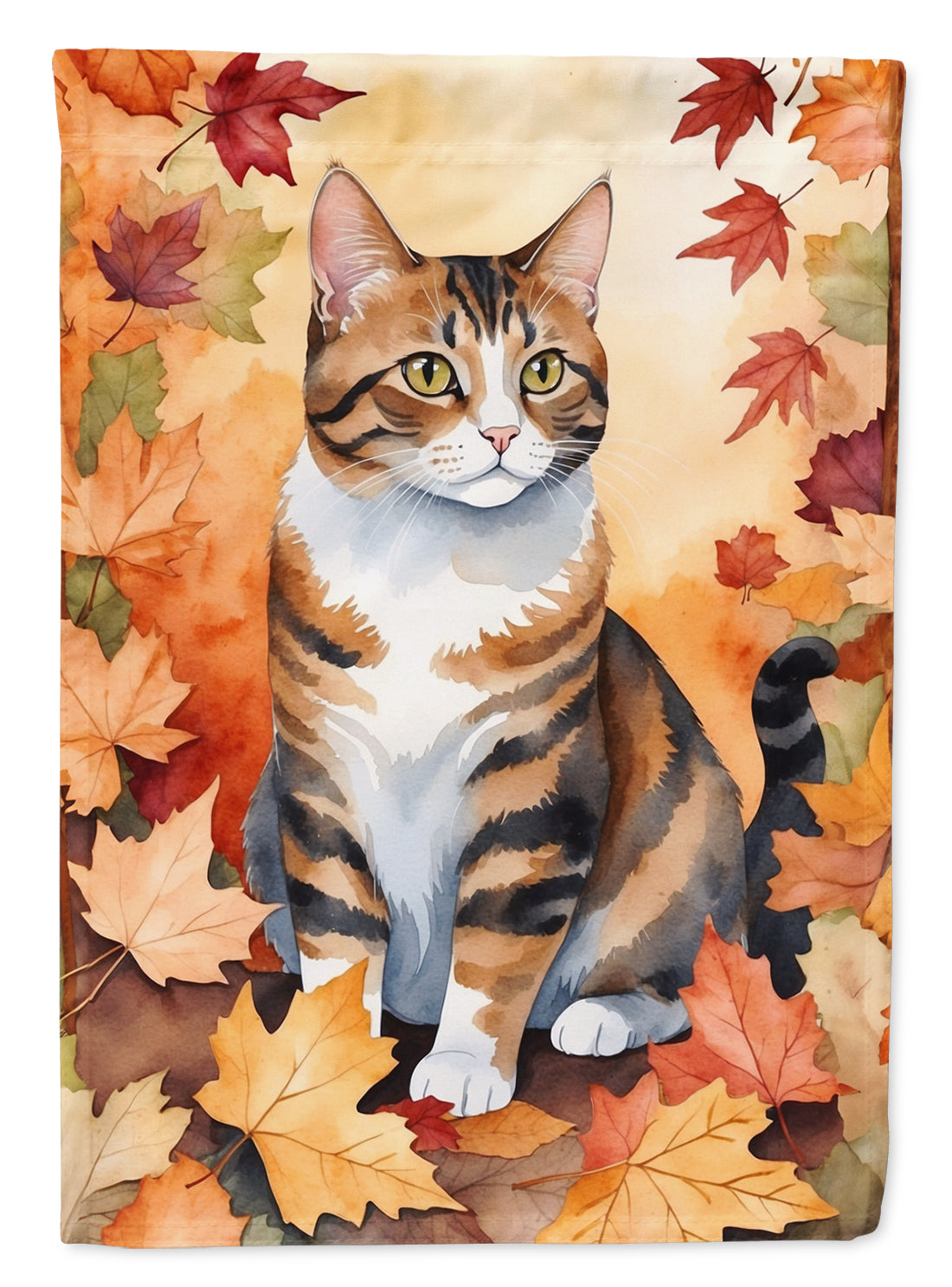 Buy this American Polydactyl Cat in Fall Leaves Garden Flag