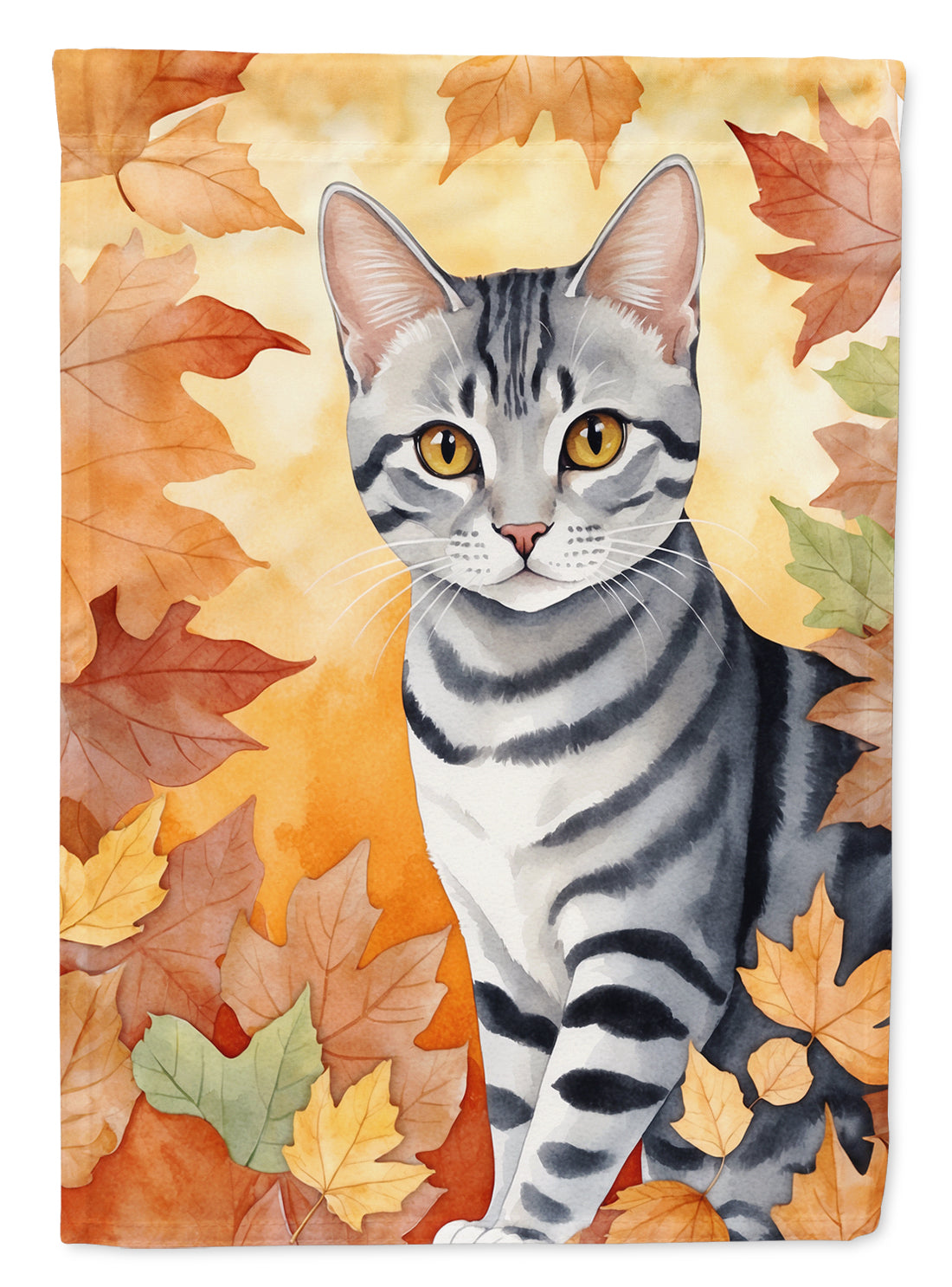 Buy this American Shorthair Cat in Fall Leaves Garden Flag