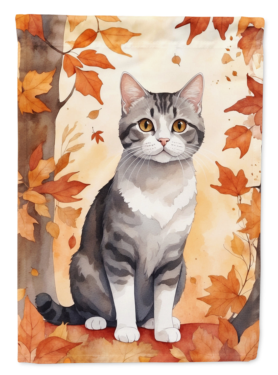 Buy this American Wirehair Cat in Fall Leaves Garden Flag