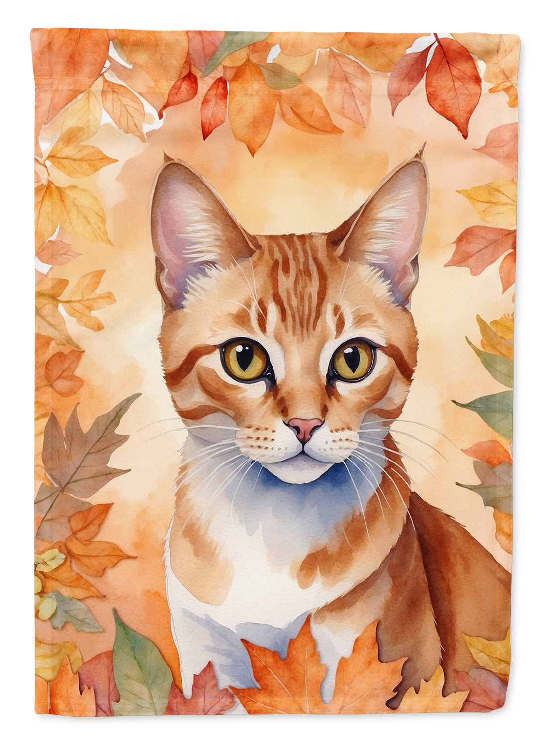 Buy this Arabian Mau Cat in Fall Leaves House Flag