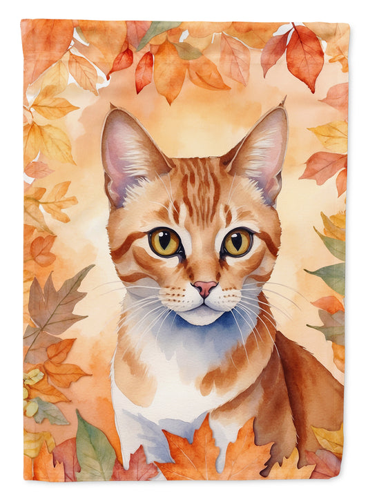 Buy this Arabian Mau Cat in Fall Leaves Garden Flag