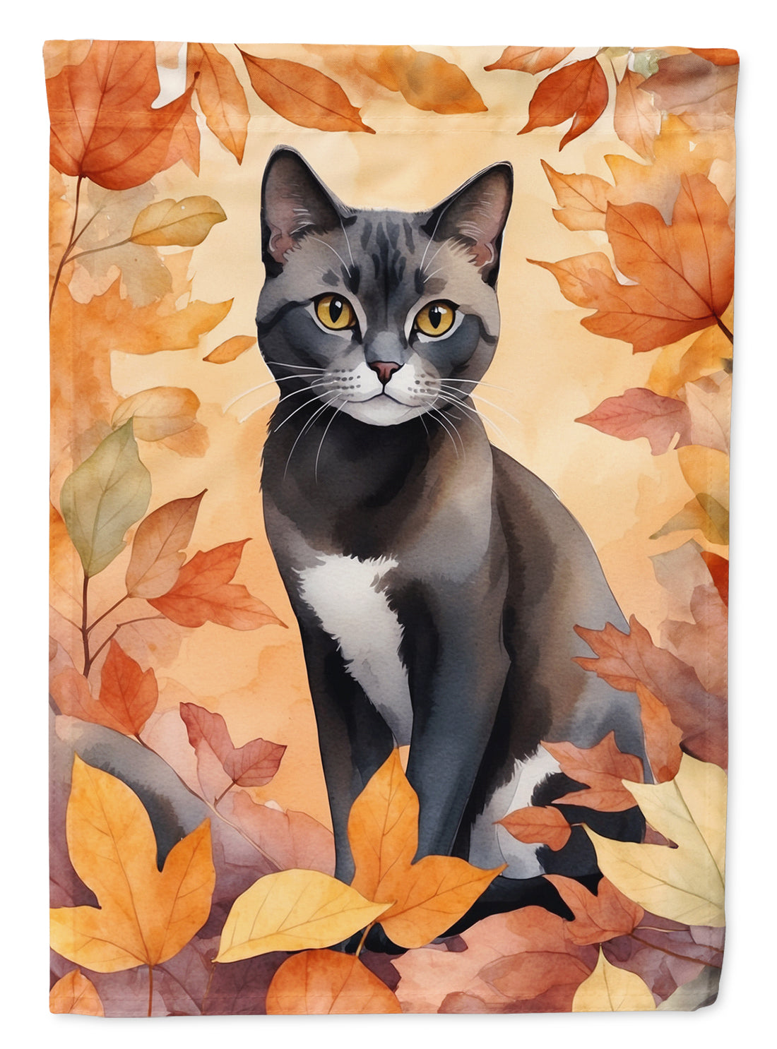 Buy this Asian Cat in Fall Leaves Garden Flag