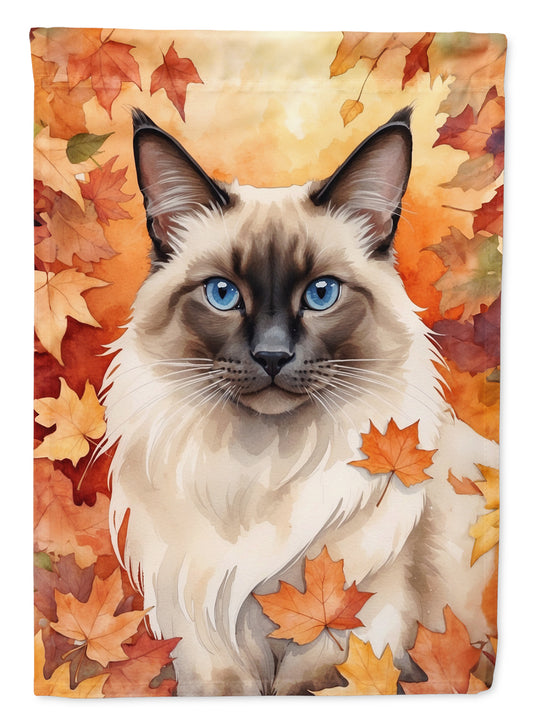 Buy this Balinese Cat in Fall Leaves House Flag