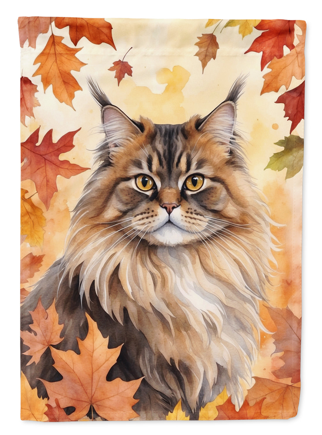 Buy this British Longhair Cat in Fall Leaves Garden Flag