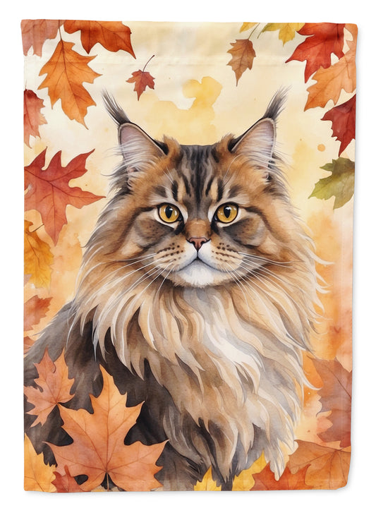 Buy this British Longhair Cat in Fall Leaves Garden Flag