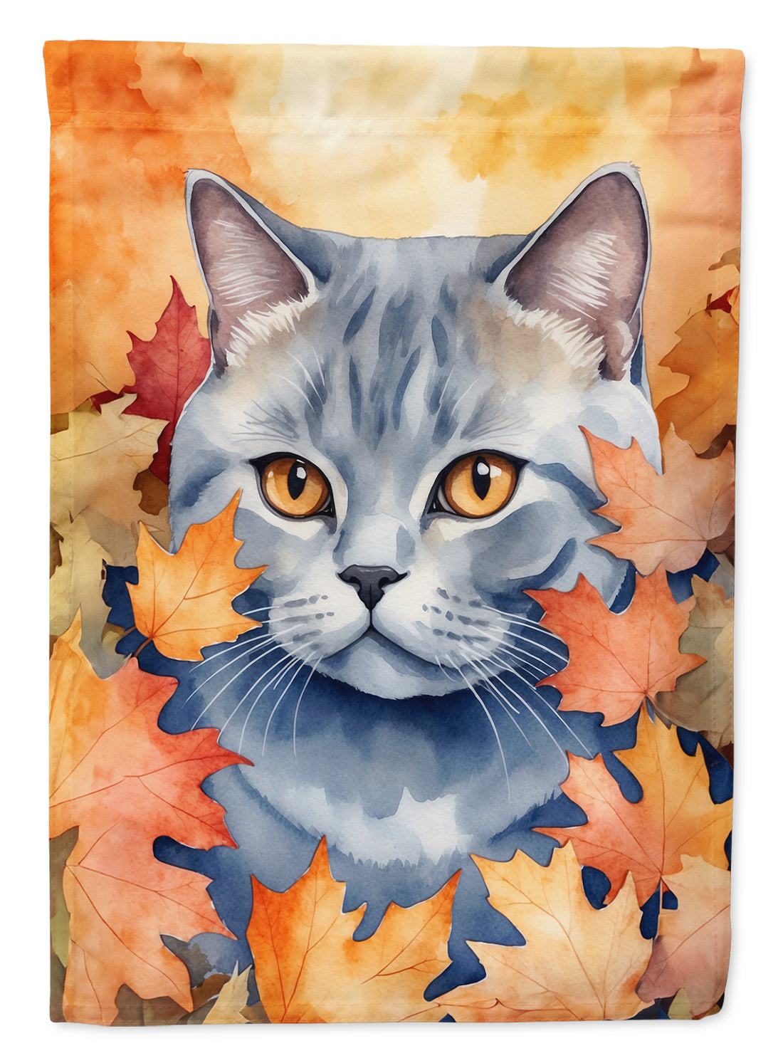 Buy this British Shorthair Cat in Fall Leaves Garden Flag