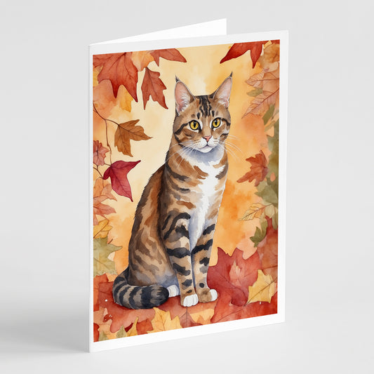 Buy this California Spangled Cat in Fall Leaves Greeting Cards Pack of 8