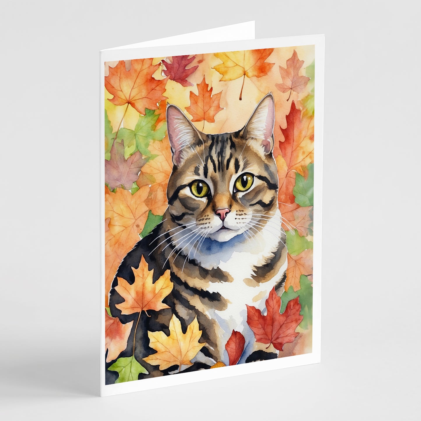 Buy this California Spangled Cat in Fall Leaves Greeting Cards Pack of 8