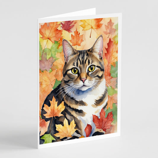 Buy this California Spangled Cat in Fall Leaves Greeting Cards Pack of 8