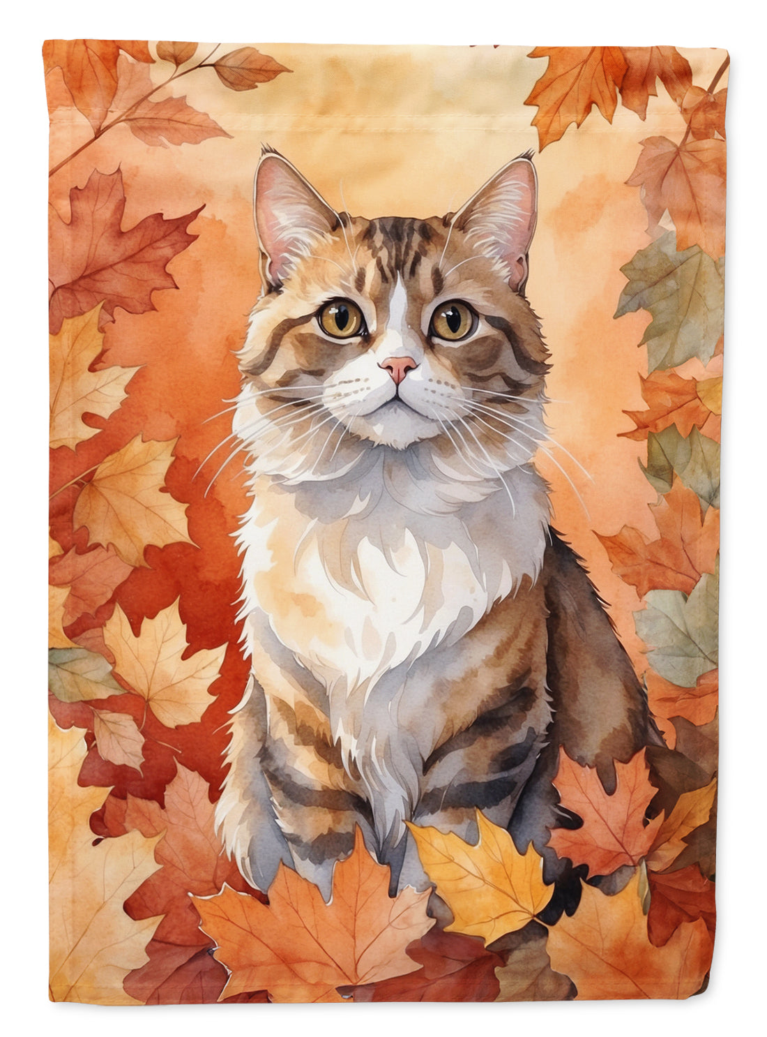 Buy this Chantilly Tiffany Cat in Fall Leaves House Flag