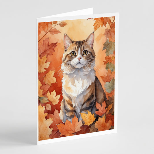 Buy this Chantilly Tiffany Cat in Fall Leaves Greeting Cards Pack of 8