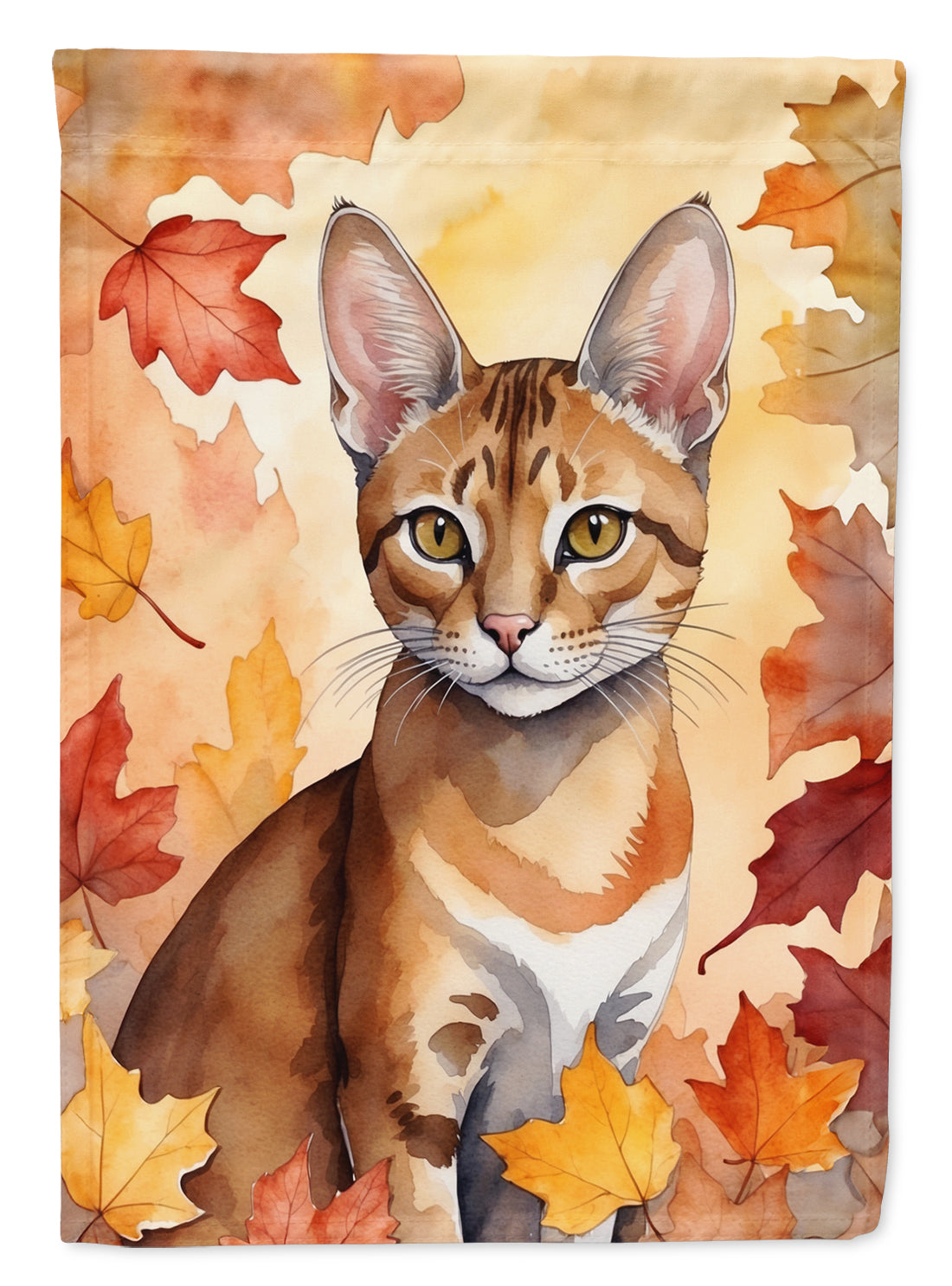 Buy this Chausie Cat in Fall Leaves House Flag