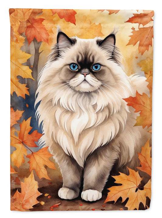 Buy this Colorpoint Longhair Cat in Fall Leaves House Flag