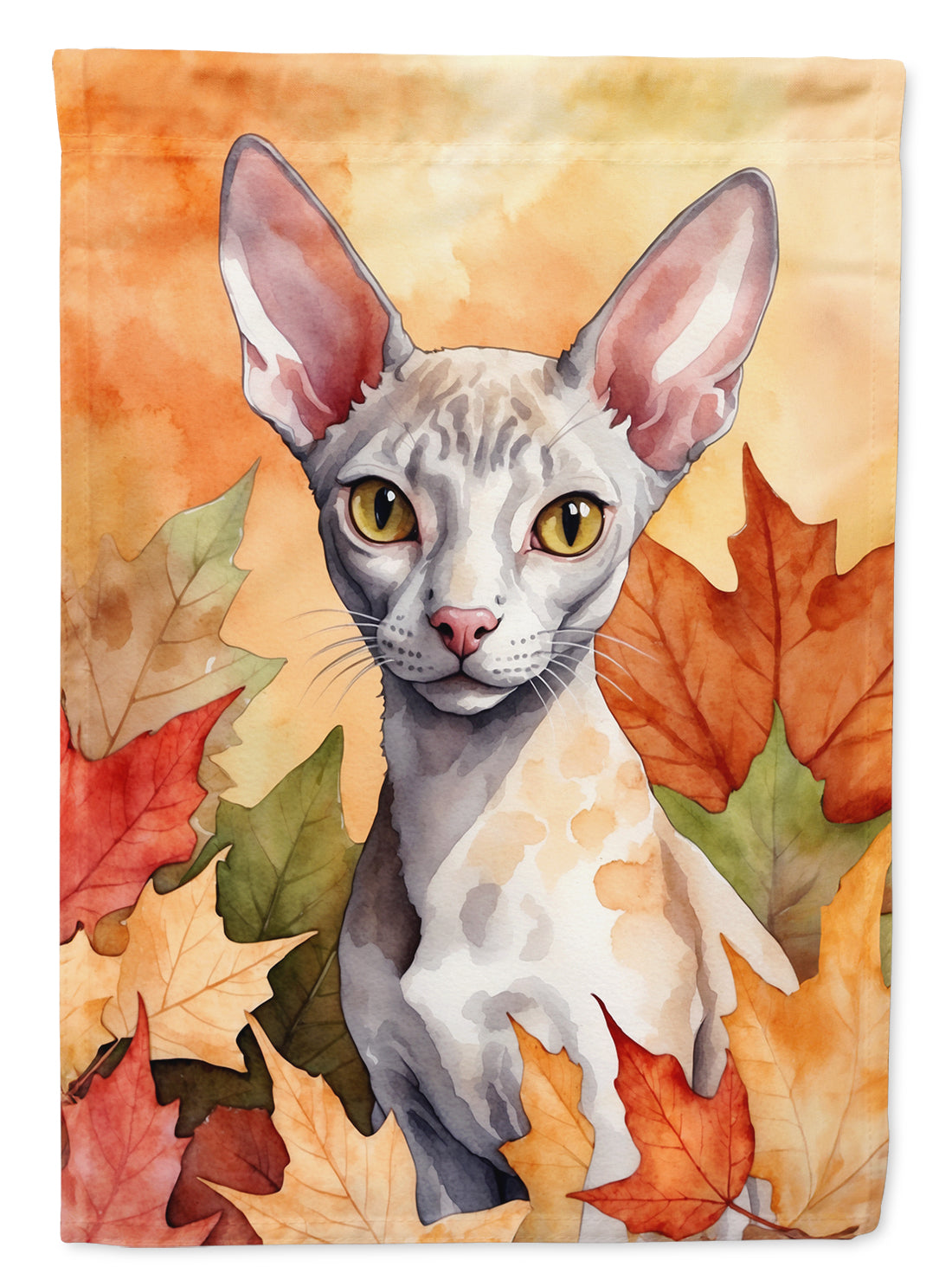 Buy this Cornish Rex Cat in Fall Leaves House Flag