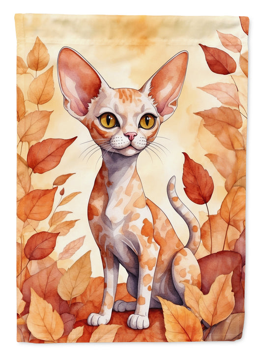 Buy this Devon Rex Cat in Fall Leaves Garden Flag