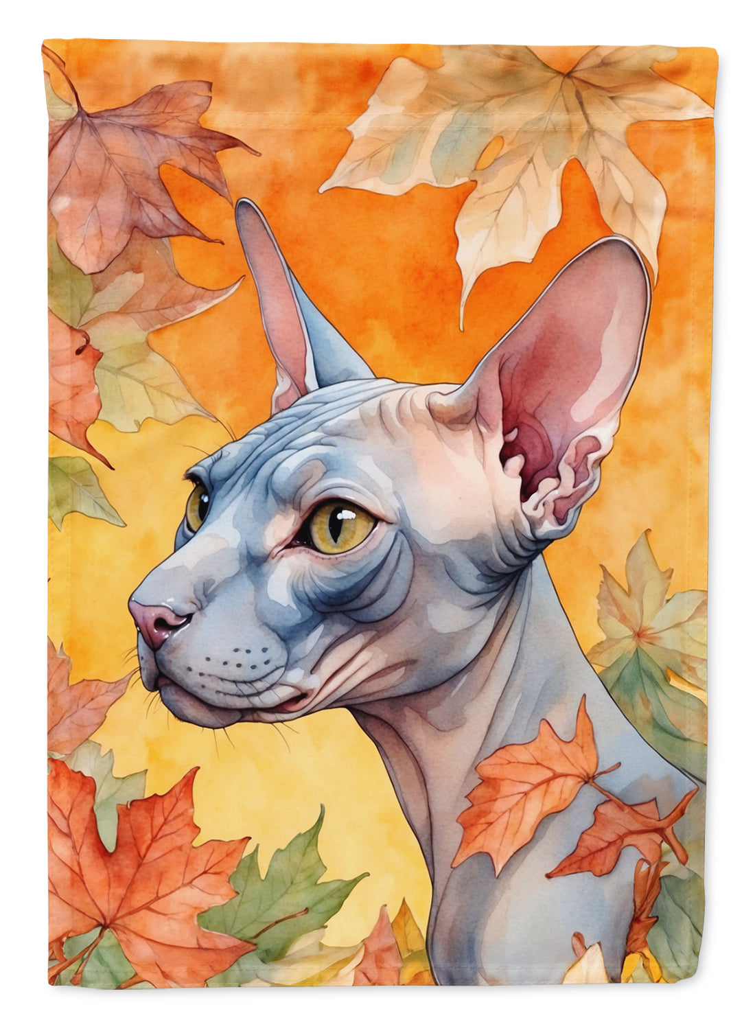 Buy this Donskoy Don Sphynx Cat in Fall Leaves House Flag