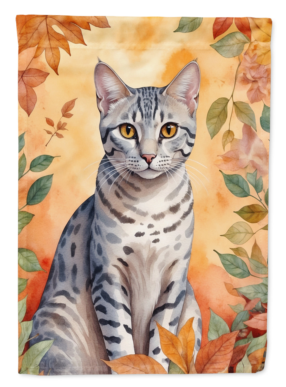 Buy this Egyptian Mau Cat in Fall Leaves Garden Flag