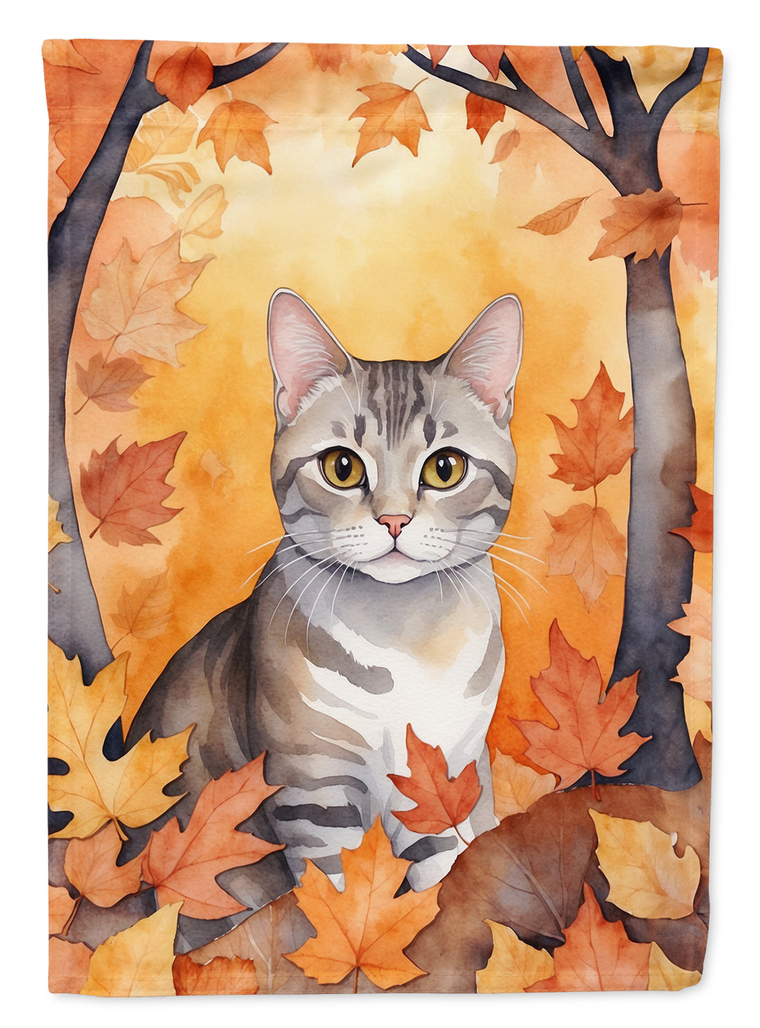 Buy this European Shorthair Cat in Fall Leaves Garden Flag