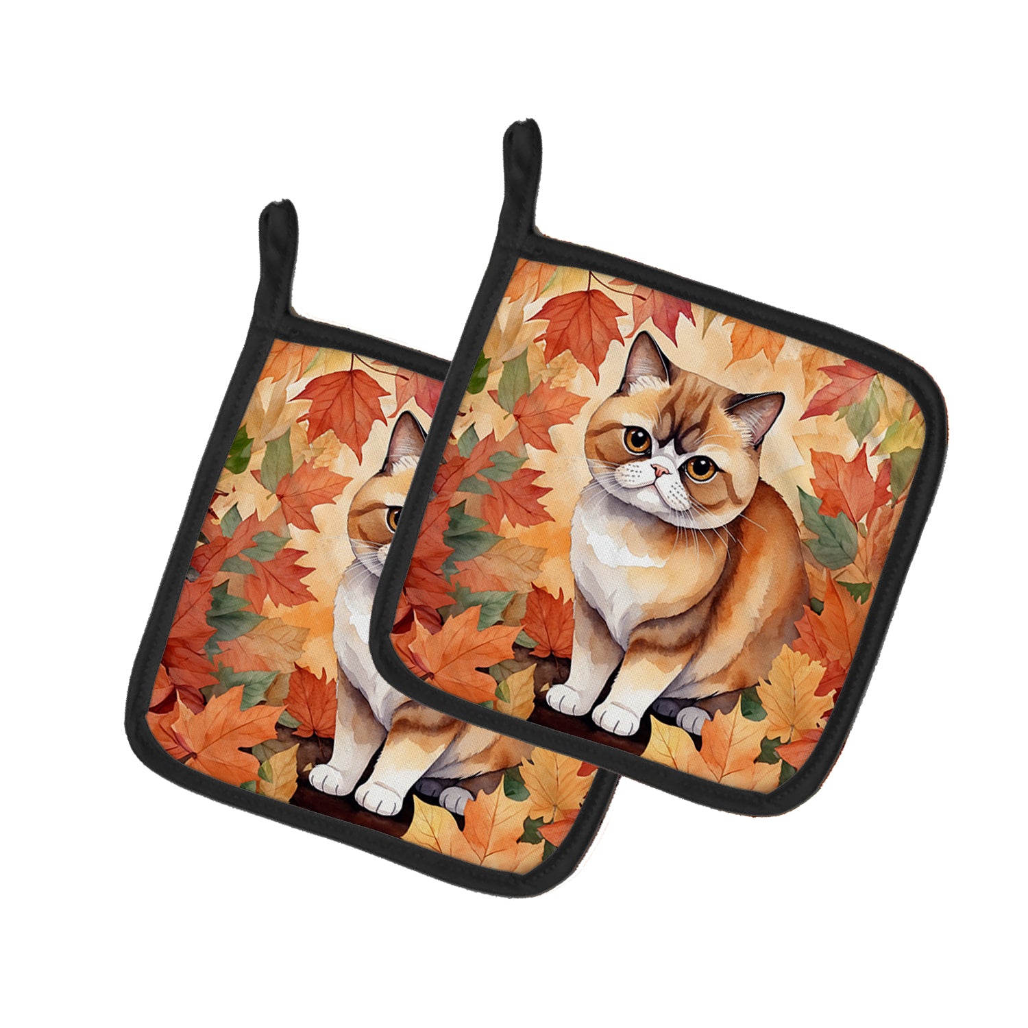 Buy this Exotic Shorthair Cat in Fall Leaves Pair of Pot Holders