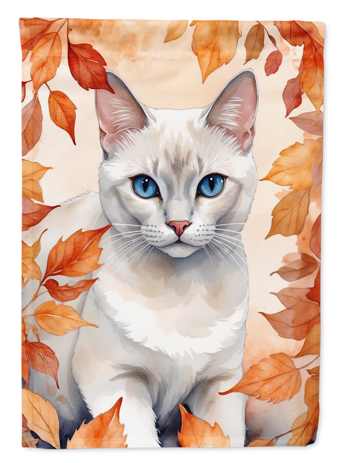Buy this Foreign White Cat in Fall Leaves Garden Flag