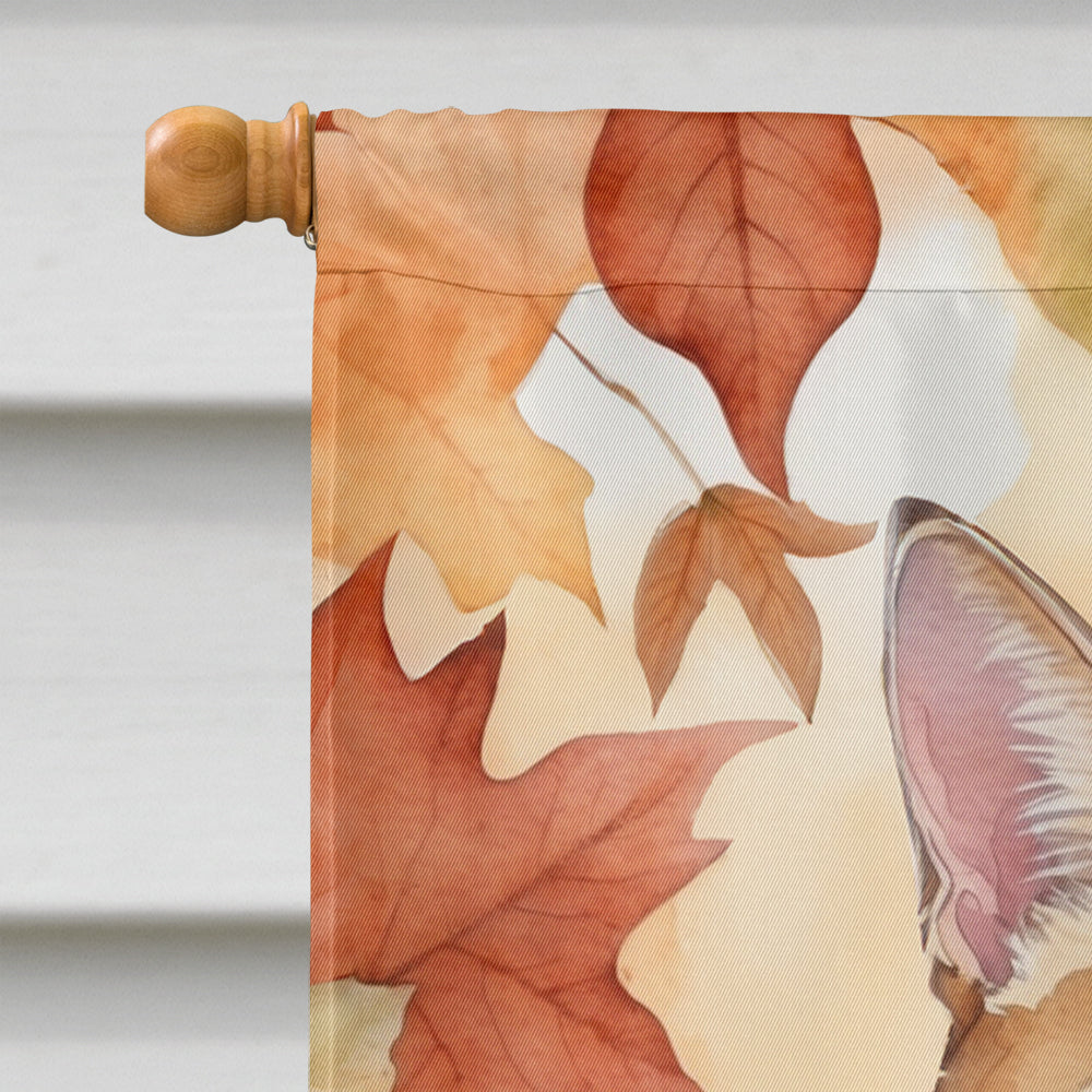 German Rex Cat in Fall Leaves House Flag