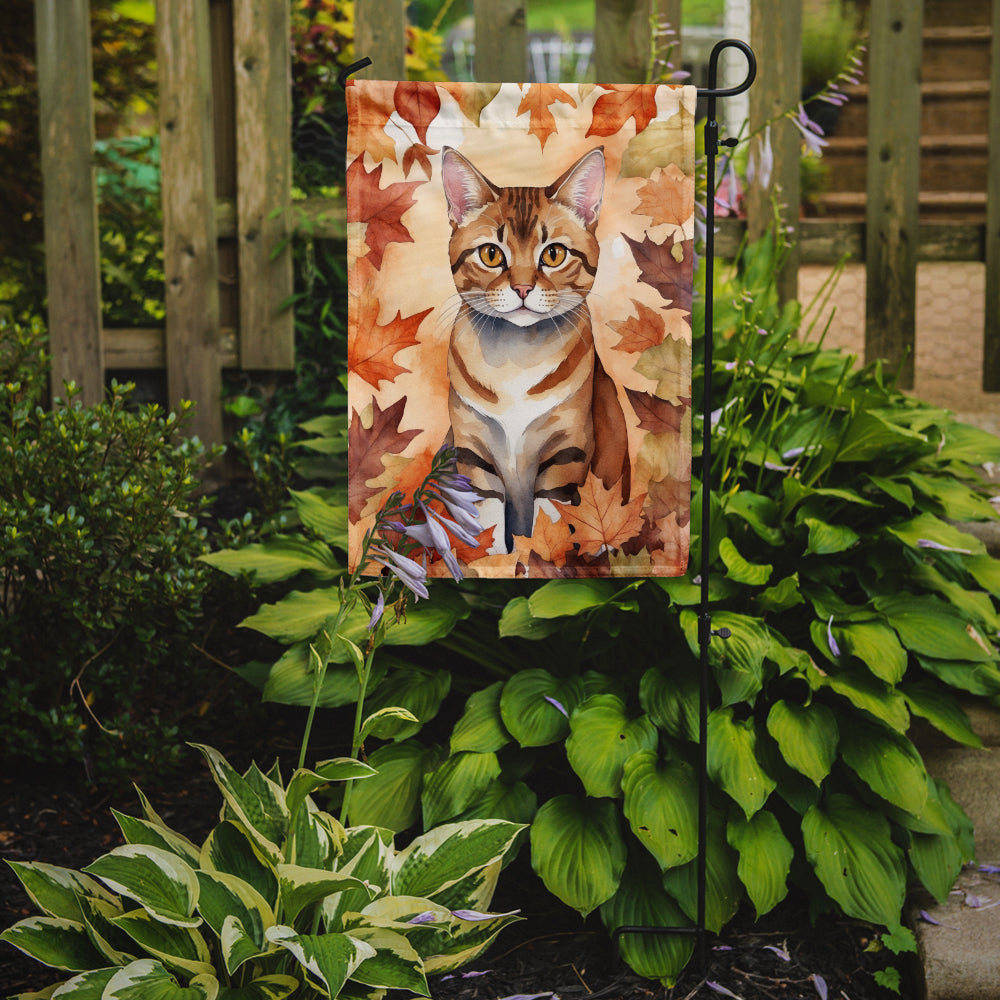 German Rex Cat in Fall Leaves Garden Flag