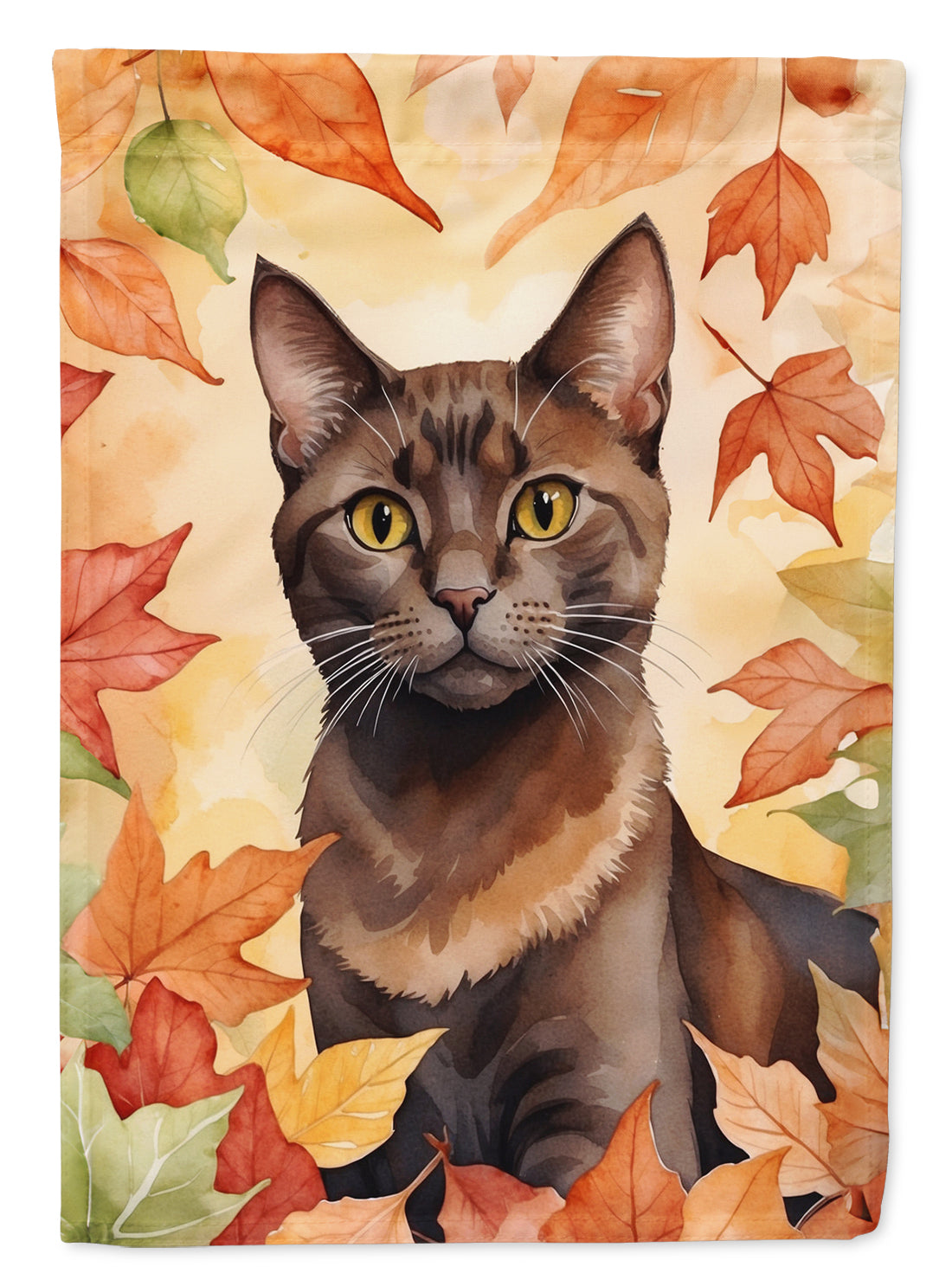 Buy this Havana Brown Cat in Fall Leaves Garden Flag