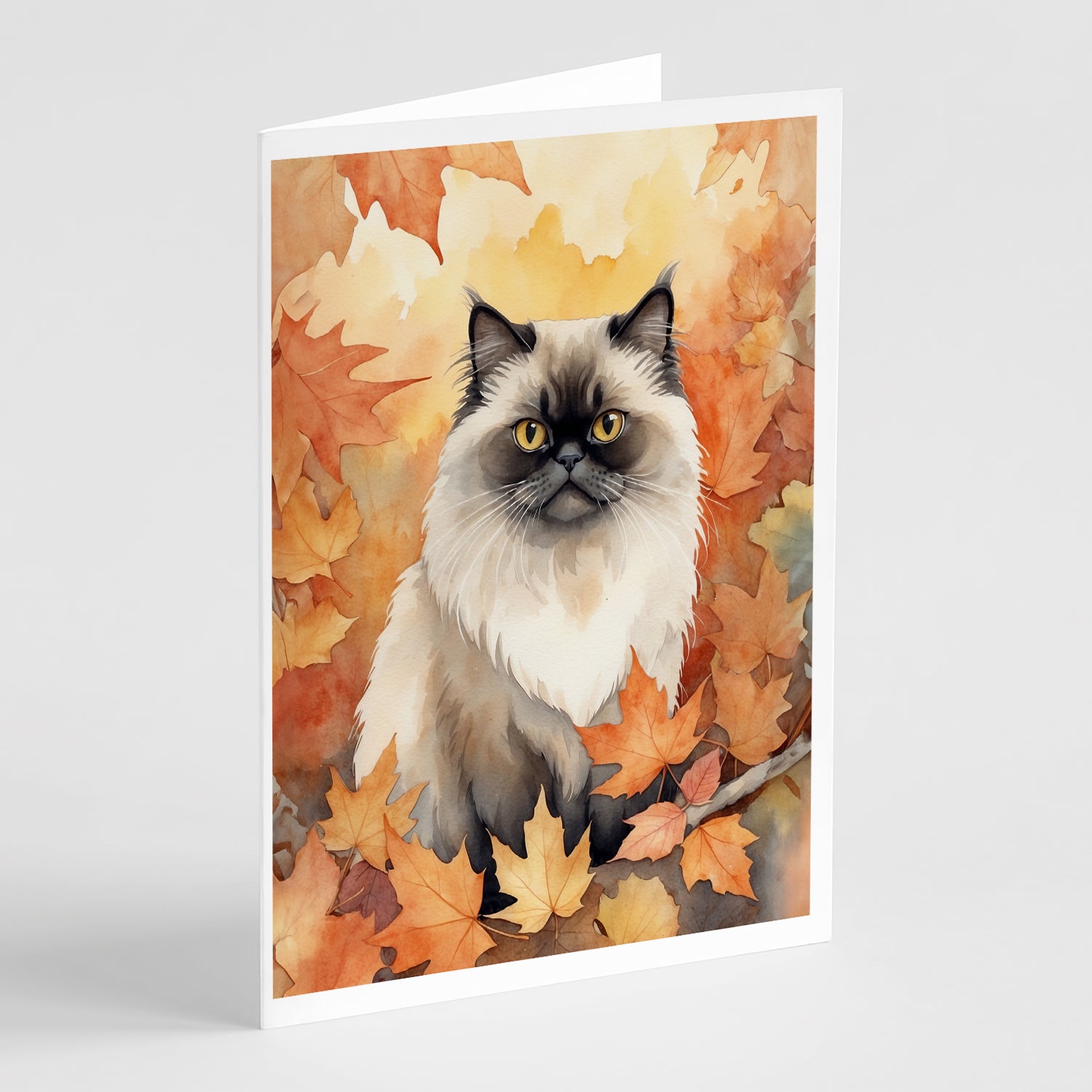 Buy this Himalayan Cat in Fall Leaves Greeting Cards Pack of 8