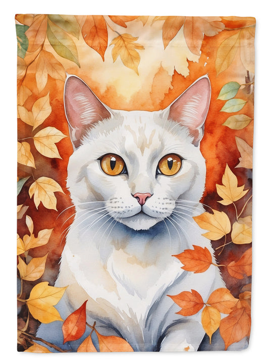 Buy this Khao Manee Cat in Fall Leaves House Flag