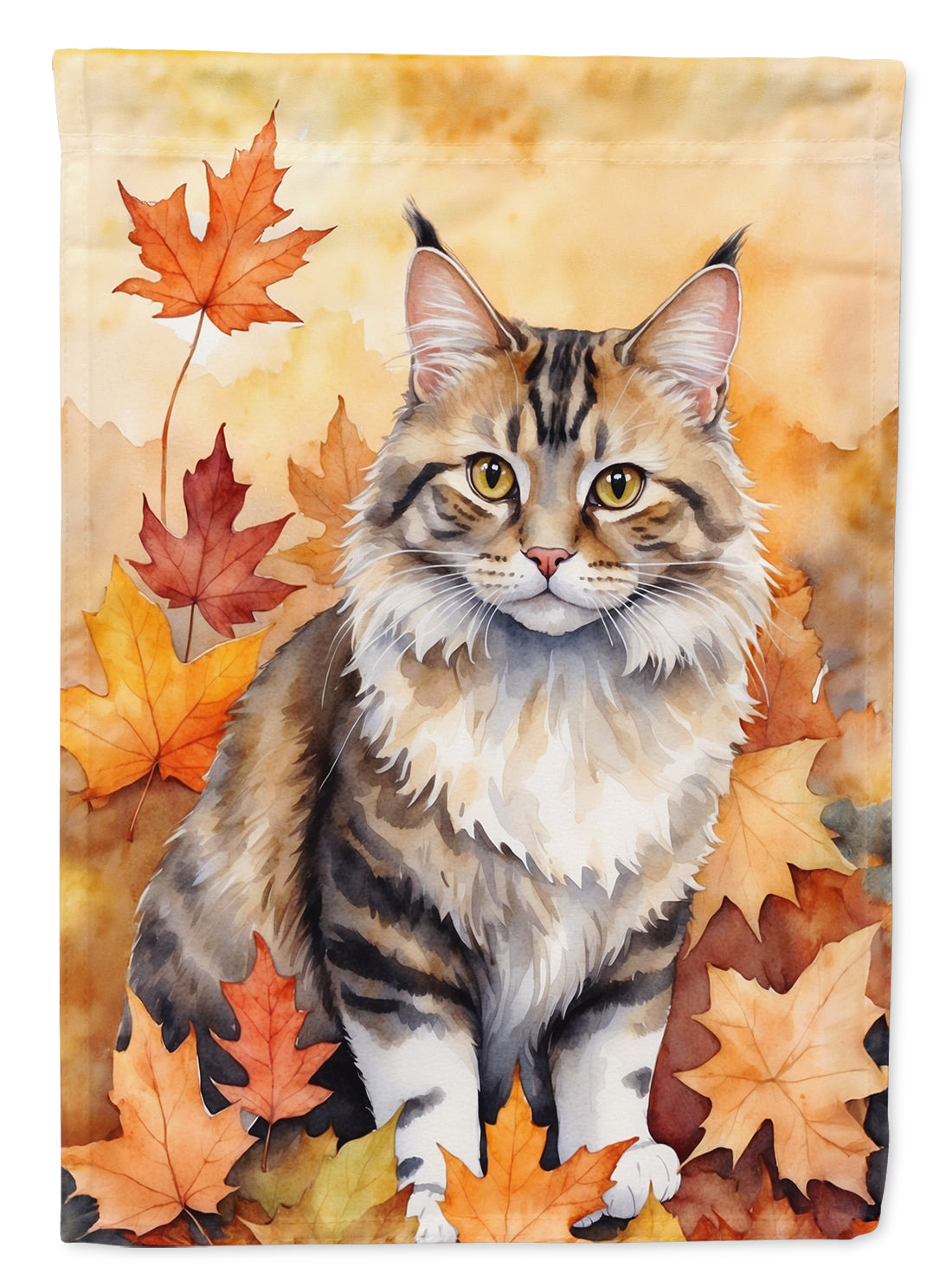 Buy this Kurilian Bobtail Cat in Fall Leaves House Flag