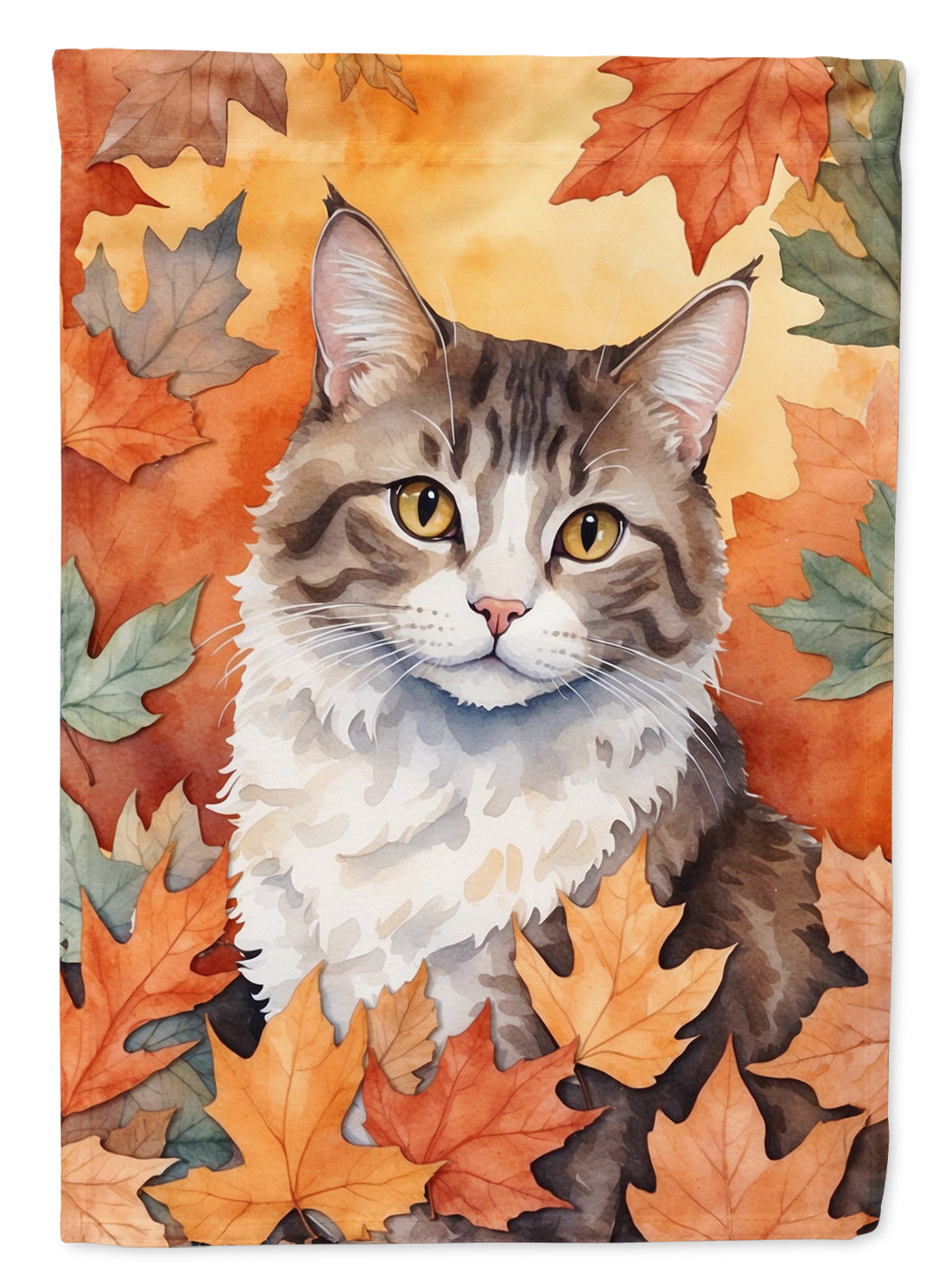Buy this La Perm Cat in Fall Leaves Garden Flag