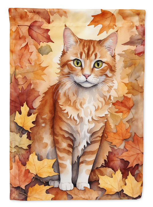 Buy this La Perm Cat in Fall Leaves Garden Flag