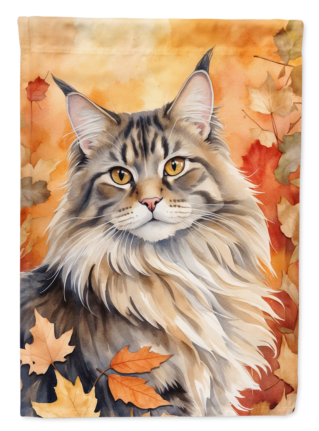 Buy this MaineCoon Cat in Fall Leaves House Flag