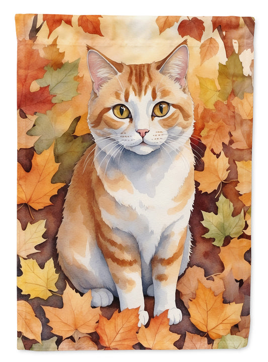 Buy this Manx Cat in Fall Leaves Garden Flag