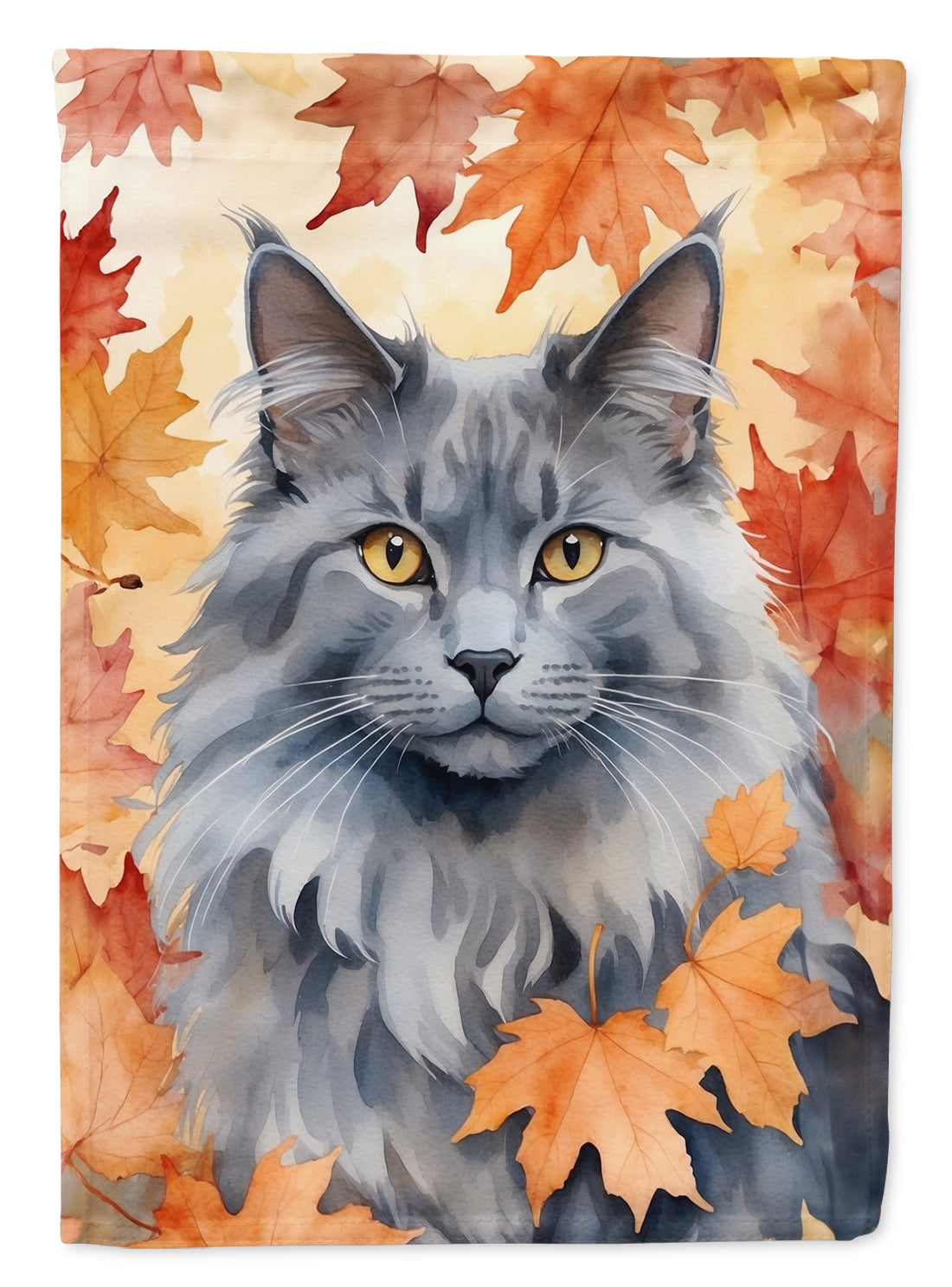 Buy this Nebelung Cat in Fall Leaves Garden Flag