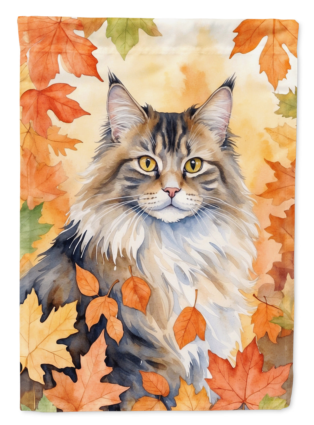 Buy this Norwegian Forest Cat in Fall Leaves Garden Flag