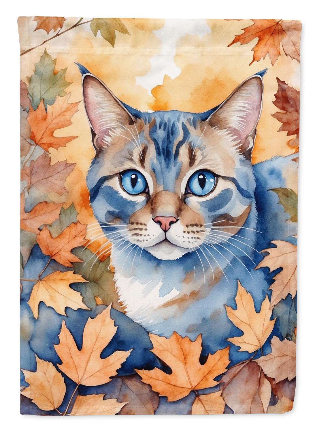 Buy this Ojos Azules Cat in Fall Leaves Garden Flag