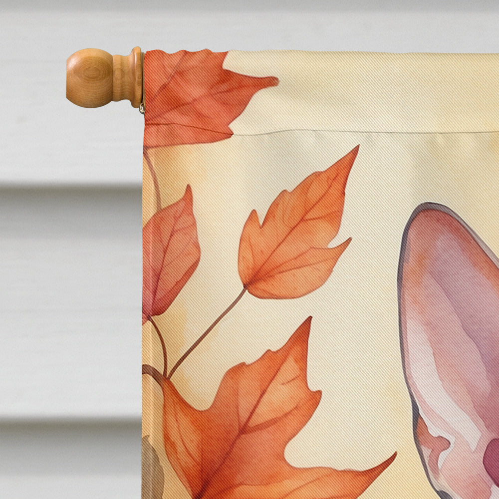 Oriental Shorthair Cat in Fall Leaves House Flag