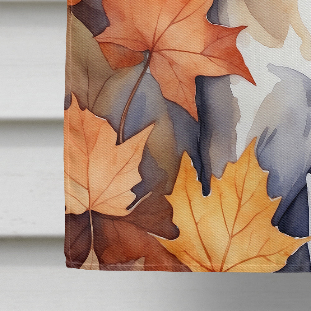 Oriental Shorthair Cat in Fall Leaves House Flag