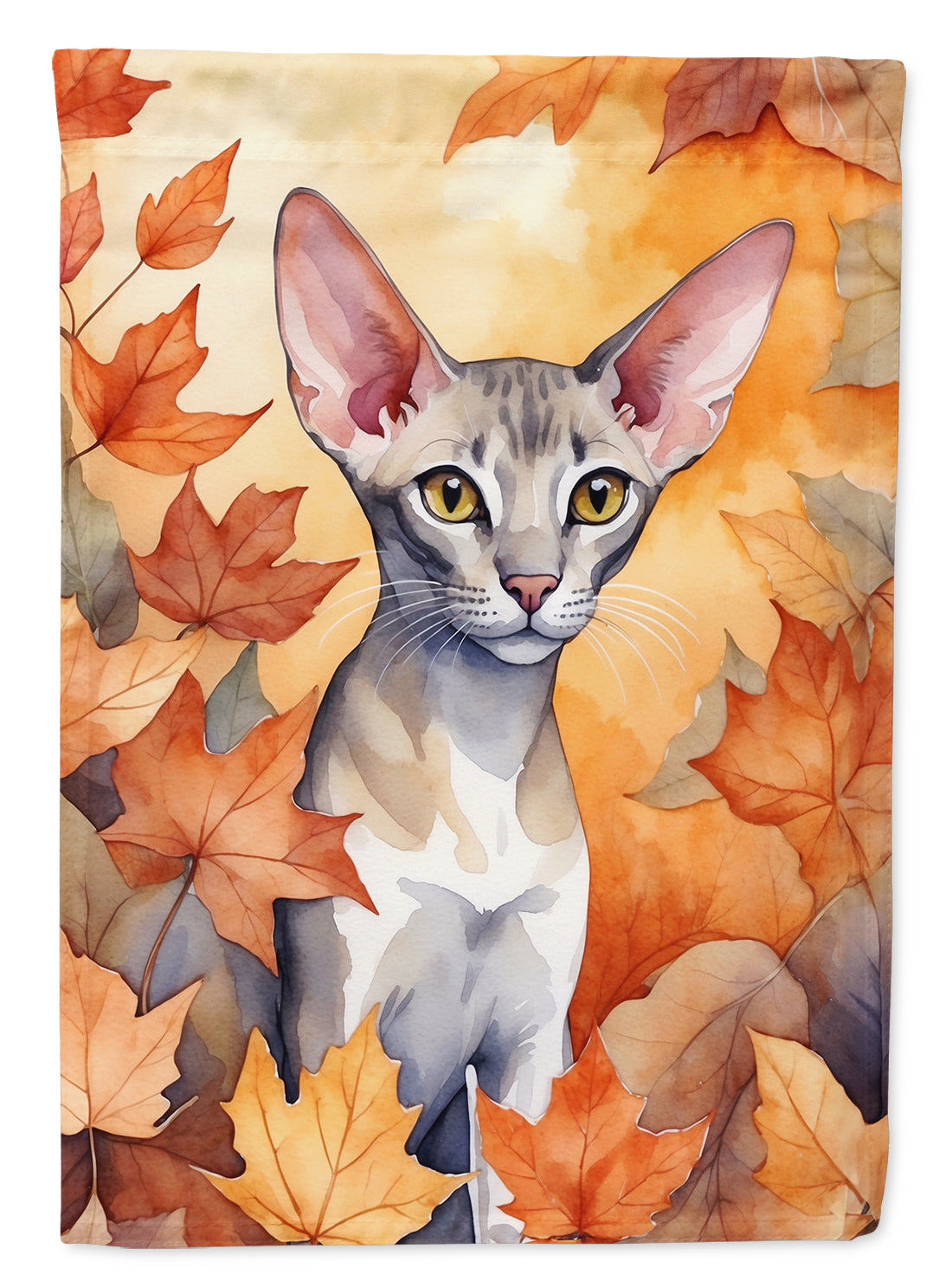 Buy this Oriental Shorthair Cat in Fall Leaves Garden Flag