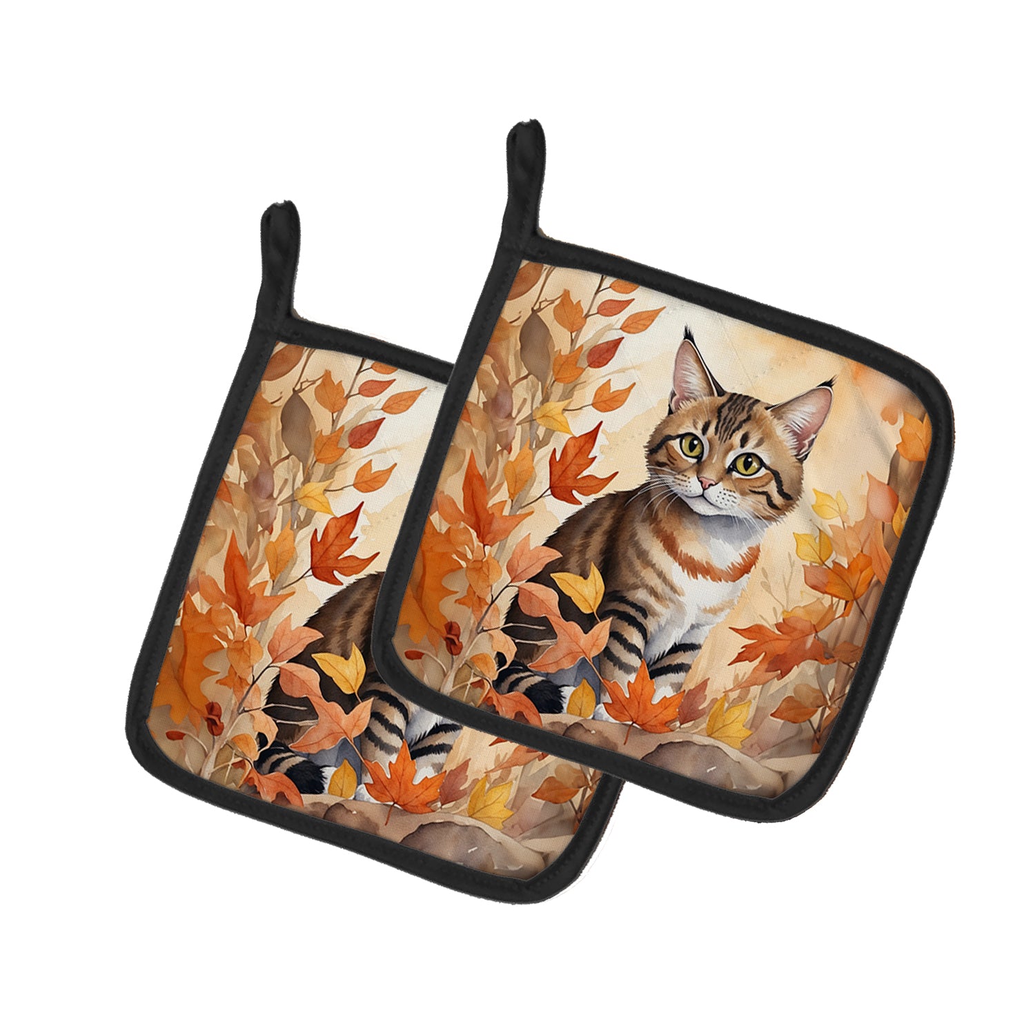 Buy this Owyhee Bob Cat in Fall Leaves Pair of Pot Holders