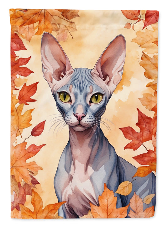 Buy this Peterbald Cat in Fall Leaves House Flag