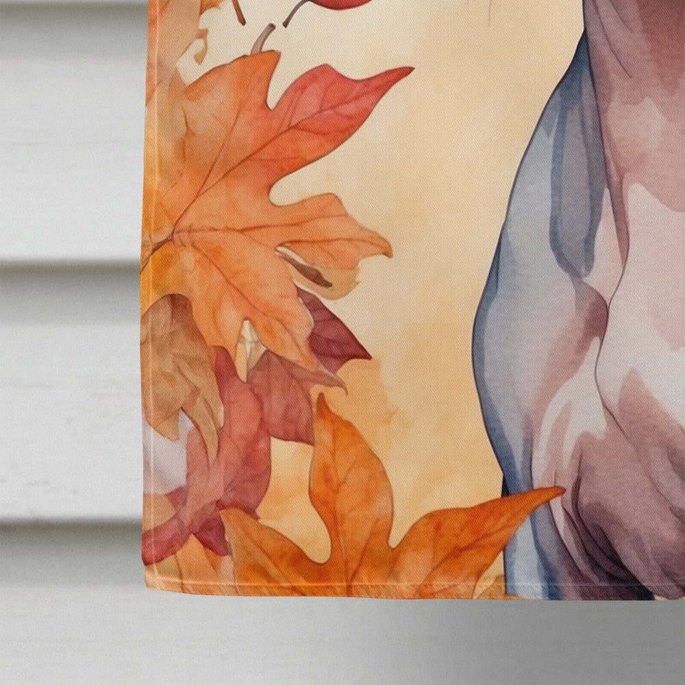 Peterbald Cat in Fall Leaves House Flag