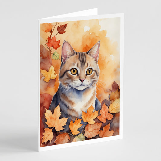Buy this Raas Cat in Fall Leaves Greeting Cards Pack of 8