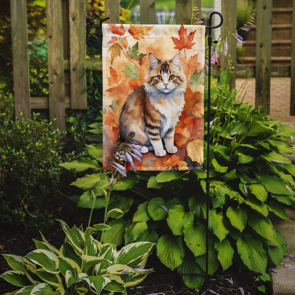 Ragamuffin Cat in Fall Leaves Garden Flag