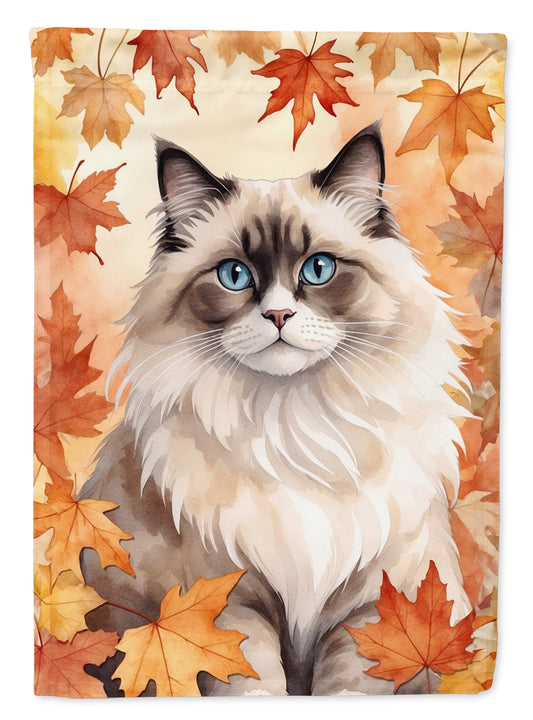 Buy this Ragdoll Cat in Fall Leaves House Flag