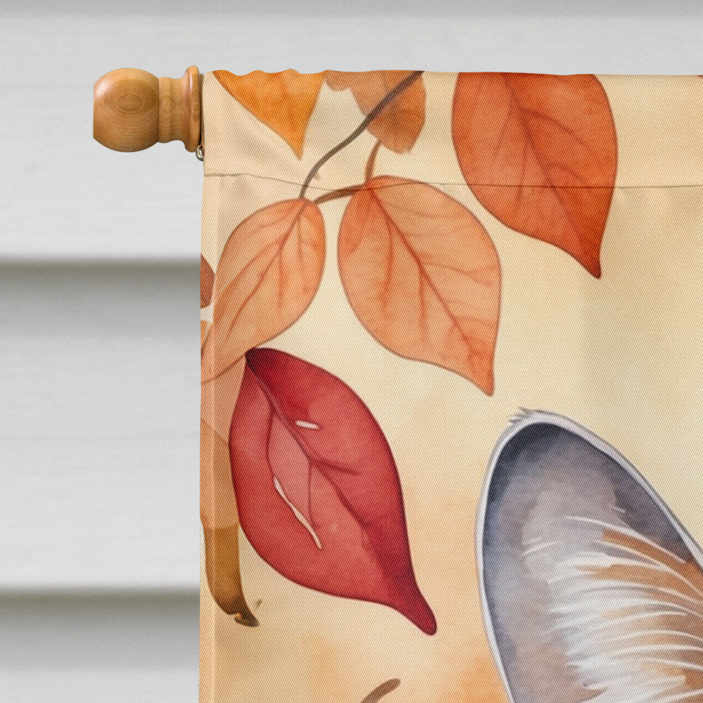 Safari Cat in Fall Leaves House Flag