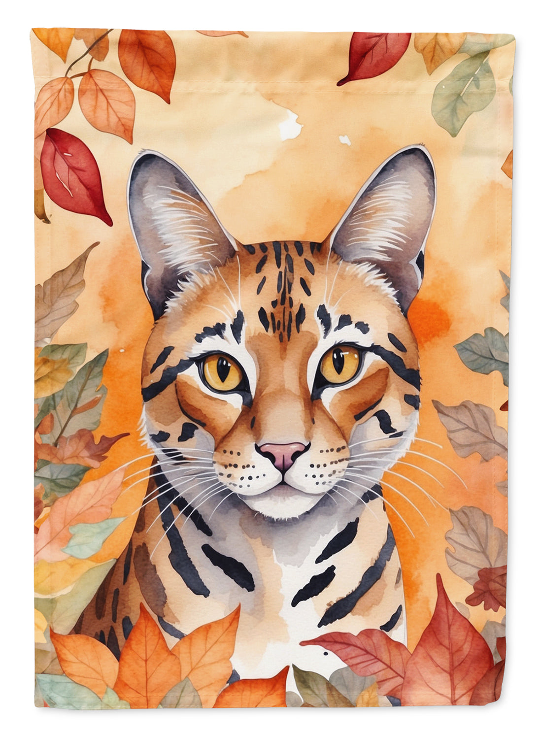 Buy this Safari Cat in Fall Leaves Garden Flag