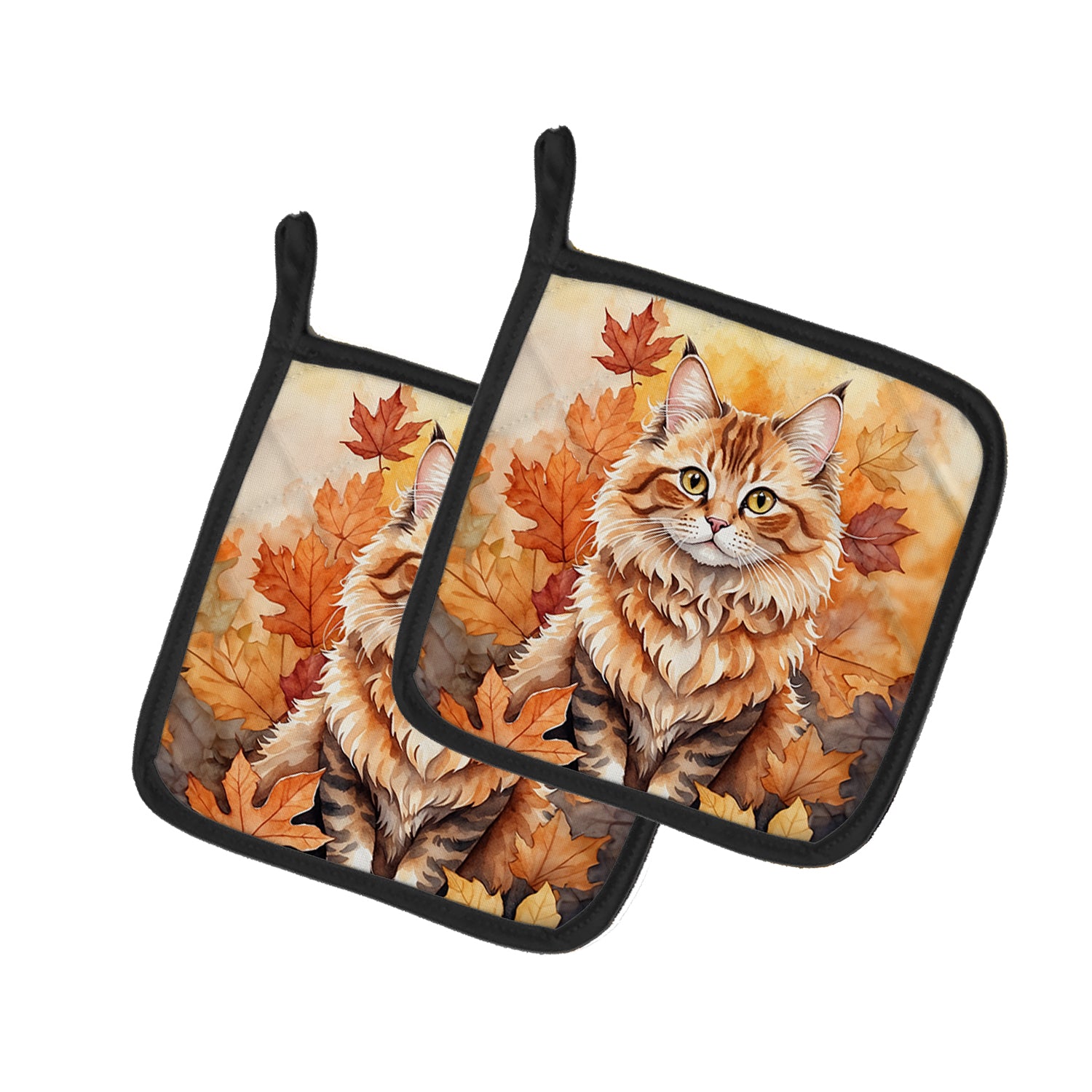 Buy this Skookum Cat in Fall Leaves Pair of Pot Holders